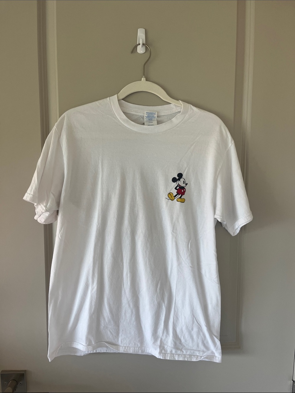 Disney White Short-Sleeve Tee with Small Mickey Graphic